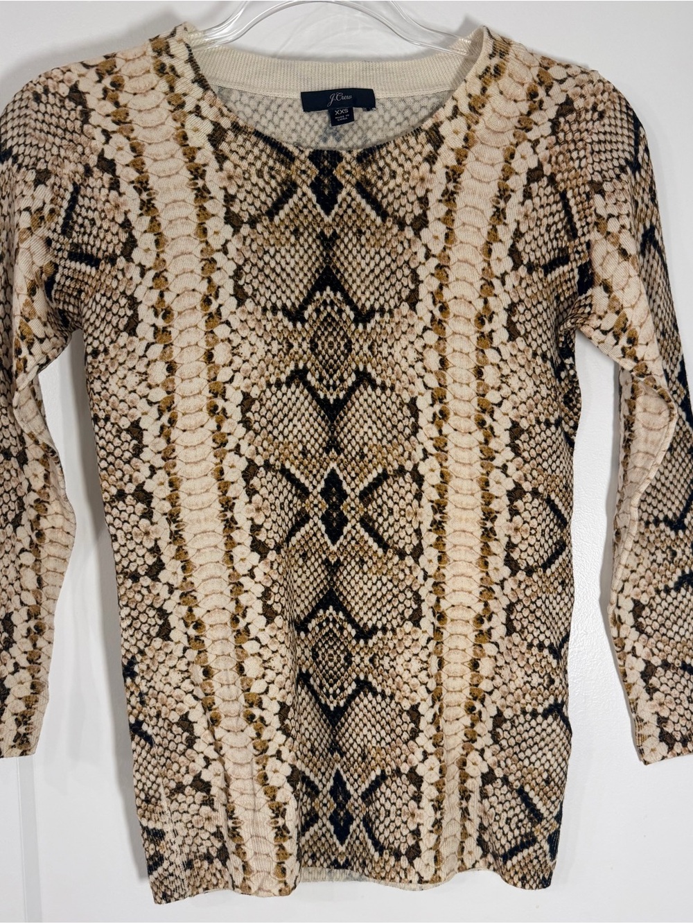 J.Crew 100% Merino Wool Snake Print Crewneck Sweater NWOT XXS